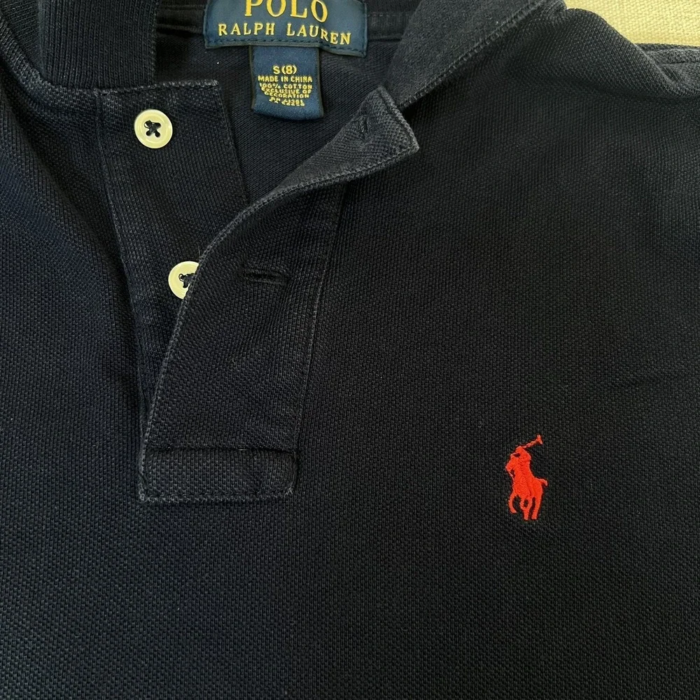 Polo Ralph Lauren Boys Navy Blue Short Sleeve Polo Shirt Size 8 Red Pony